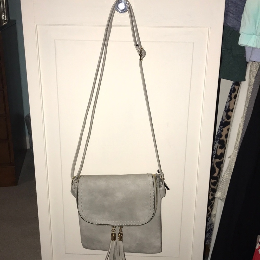 Brand new gray satchel/crossbody bag
